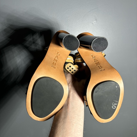 L.A.M.B. Carter Lucite Heel Sandals Womens Size 7.5 - Picture 6 of 7